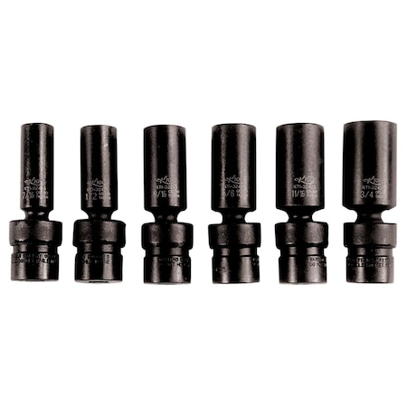 K-Tool International Flex Deep Impact Socket Set, 3/8"Dr, 6pcs. KTI-32400